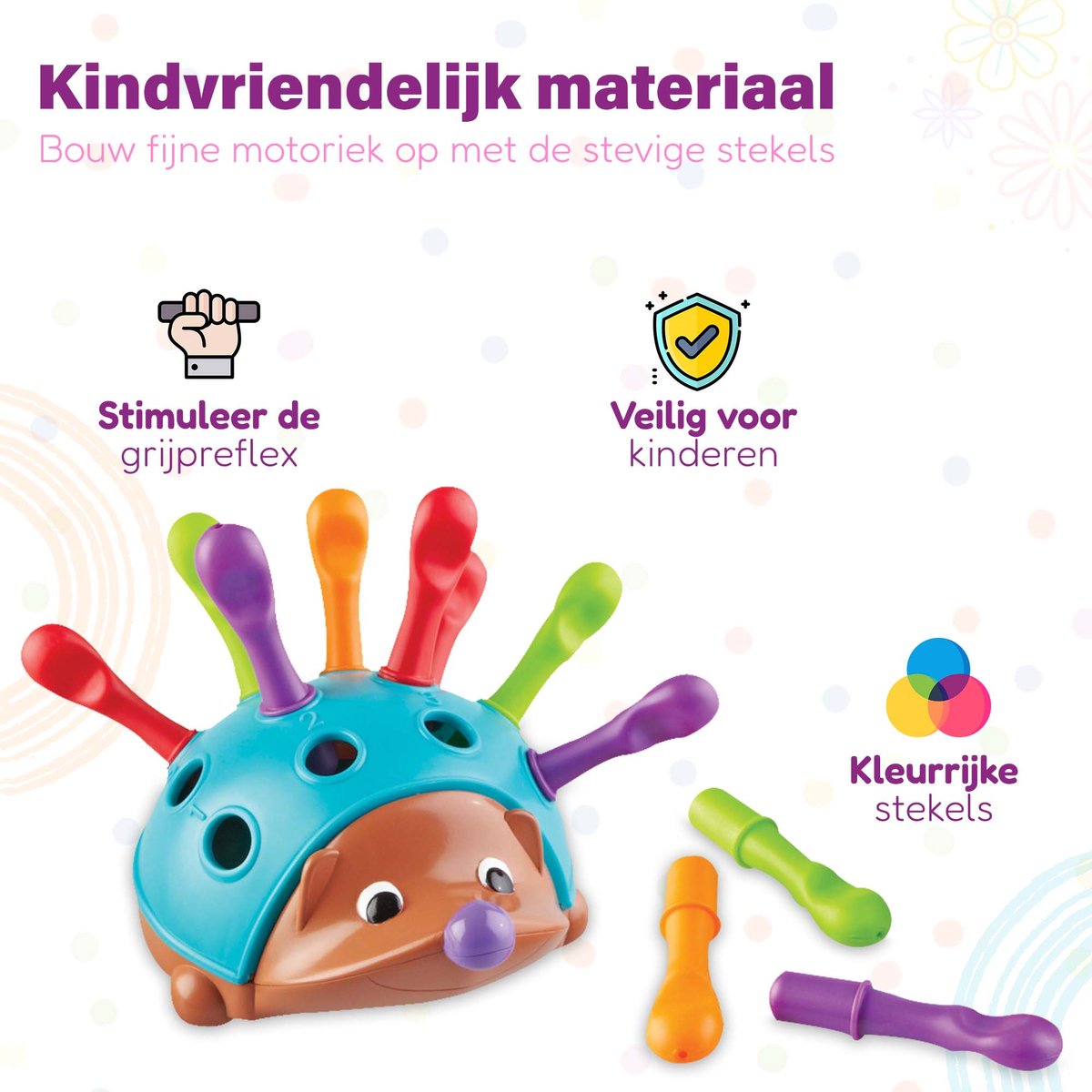 HOUBIE® Play- Spikie de Egel - Montessori speelgoed - Kinderspeelgoed - Peuter speelgoed - Montessori - Baby speelgoed 1 jaar - Babyspeelgoed - Speelgoed 2 jaar jongens - Baby speelgoed 1 jaar jongens - Baby speelgoed 1 jaar meisjes-Kleuter speelgoed — afbeelding 4