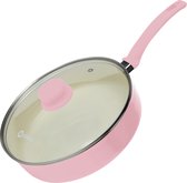 COOCK Hapjespan Inductie - 3100ml - Speciale Anti-Aanbak Coating - Ergonomische Koudgrepen - Gerecycled Aluminium - Roze...