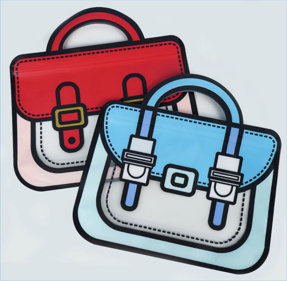 Ainy Schattige Uitdeelzakjes Schooltas Rood 10 stuks - 24x28cm grote semi transparent cadeauzakjes - hersluitbare zakjes met ziplock geschikt als traktatie, uitdeelcadeautjes en snoepzakje cadeauverpakkingen bij kinderfeestje