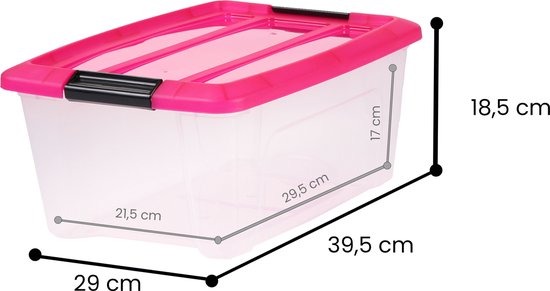IRIS Topbox Opbergbox - 15L - Kunststof - Transparant/Multicolor - Set van 5