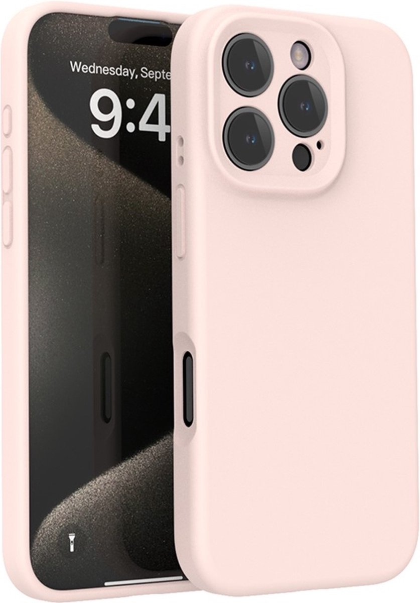Lunso Geschikt voor iPhone 16 Pro hoesje - Flexibel siliconen Backcover - Lichtroze