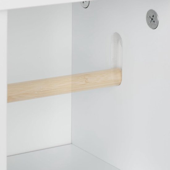 Relaxdays staande wc rolhouder, smalle badkamerkast, HBD: 71 x 18 x 20 cm, handgreep van touw, laag, toiletkast MDF, wit