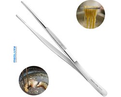 MEDLUXY® - Keukenpincet - 30 cm - RVS - Robuuste uitvoering - MK0239 (pincet voor in de keuken, patisserie, gastronomie, kookpincet)