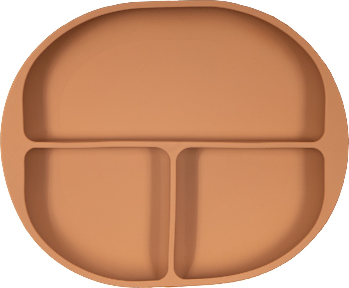 Goedkoopste Jikkies® - Siliconen Kinderbord - Baby Bord - Bord - Zuignap - Met Vakken - Taupe - Veilig - Duurzaam - Kindvriendelijk - 100 Siliconen - Vaatwasserbestendig - Magnetronbestendig - Veilig Getest
