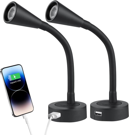 12V dimbaar leeslampje camper voor het bed, zwanenhals led-spot voor