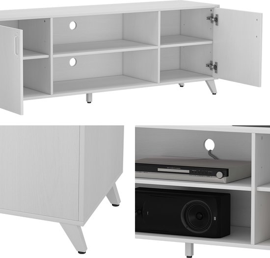 Vicco Lowboard Maceio, Wit, 160 x 54,5 cm avec 2 portes