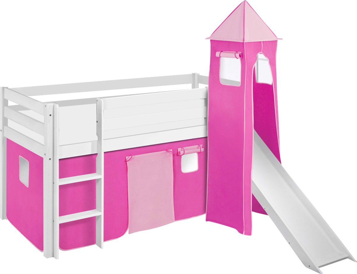 Halfhoogslaper Roze met tent, toren en glijbaan