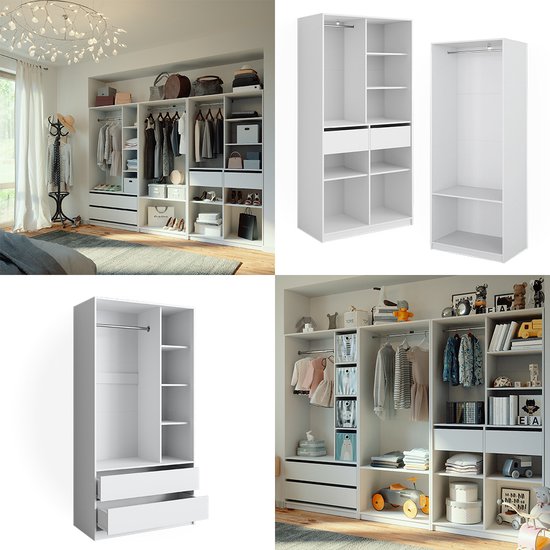 Vicco Armoire Elmo, Wit, 100 x 200 cm Set de 3 parties
