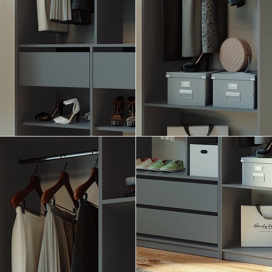 Vicco Armoire Elmo, Anthracite, 100 x 200 cm , Set de 3 pièces