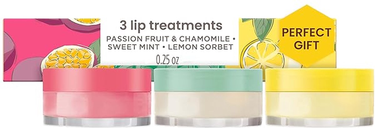 Goedkoopste Burt's Bees - Lip Mask Set - Intensieve Nachtbehandeling - Hydrateert en Voedt voor Gehele Dag - Passievrucht & Kamille, Zoete Munt & Citroensorbet