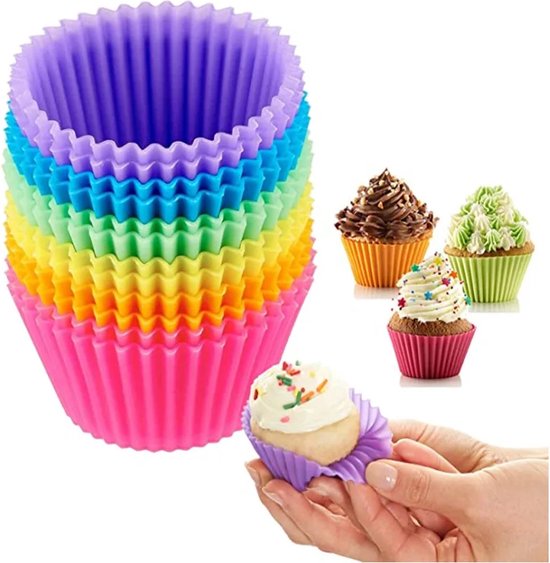 CHPN - Cupcake Vormpjes - Cupcakevorm - 12 stuks - 3/7CM - Siliconen - Bakvorm - Cakevorm - Kleine muffinvorm