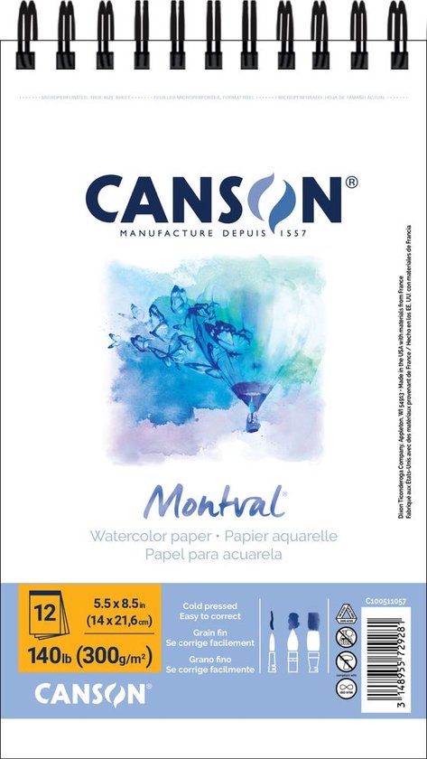 Canson aquarelblok – Montval Spiral Watercolor Pad – C100511057