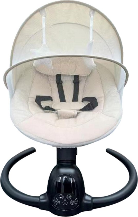 Foto: Mamaloes noud elektrische babyschommel baby swing met timer muziek bluetooth verstelbare schommelsnelheid beige