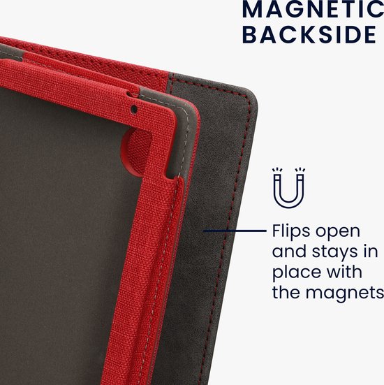 kwmobile flip cover voor e-reader - geschikt voor Kobo Clara BW / Colour - Van imitatieleer en -suède - In rood / donkergrijs van Merkloos — afbeelding 5