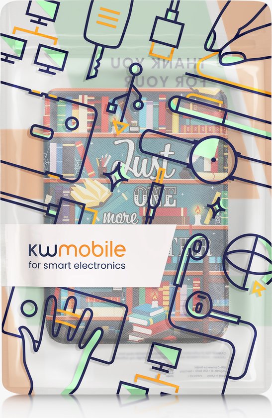 kwmobile e-reader hoesje geschikt voor Kobo Clara BW / Colour hoes - E reader flip case met magnetische sluiting - Ereader cover - bibliotheek design in meerkleurig van Merkloos — afbeelding 3