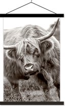 Close-up Highlander écossais en affiche textielposter noir et blanc lattes noires 40x60 cm
