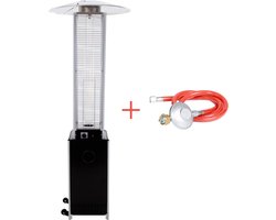 Sunred – Gas flame torch - Gas lijn - Zwart - Staand model - Terrasverwarmer - Gas - 12000 W – Verschillende standen - Elektrische ontsteking - Gas heater - Compleet: incl. gasdrukregelaar & slang