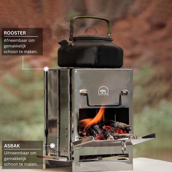 Tamarow Draagbare Houtkachel Voor Kamperen - Camping Oven - Kampeer Kachel - Camping Kooktoestel - Camping Accessoires - Extra Groot van Tamarow — afbeelding 4