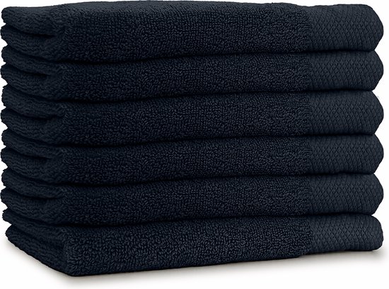 Set de Handdoeken en Velours Diamond LINNICK - Handdoeken - 100% Katoen - Denim