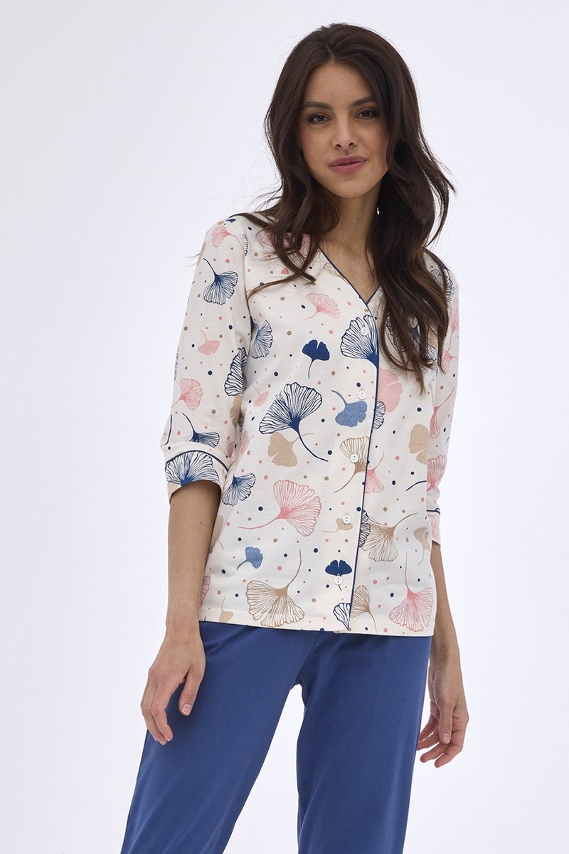 Cornette Dames Pyjama Winter Grote Maten Tess 842/394 42 / Blauw
