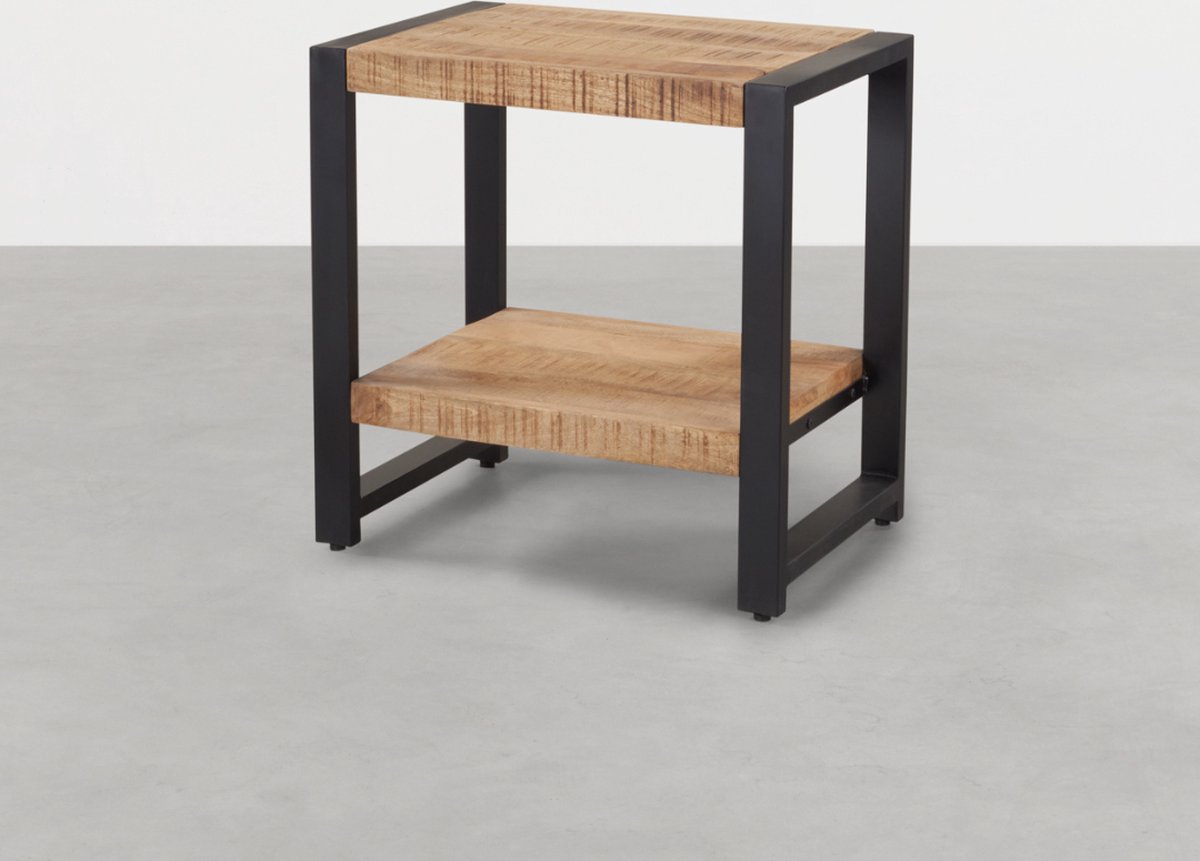Mangohouten nachtkastje 2 planken 65x45x65 LBH