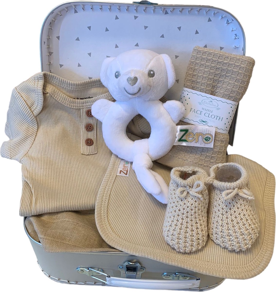 Goedkoopste Kraamcadeau Kraamkado unisex jongen meisje - unisex - baby geschenkset - kraamcadeau neutraal - baby memorie box 30 cm - babyshower cadeau - gender neutraal babycadeau - 7 in 1 kado