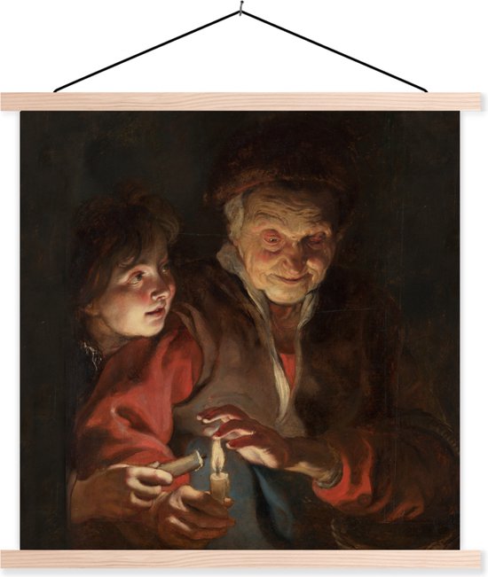 Vieille femme et garçon aux bougies - Peinture de Peter Paul Rubens affiche textielposter 60x60 cm