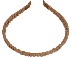 Haarsoires Haarband Diadeem 1cm – Gerimpeld Imitatie Lakleer – Lichtbruin