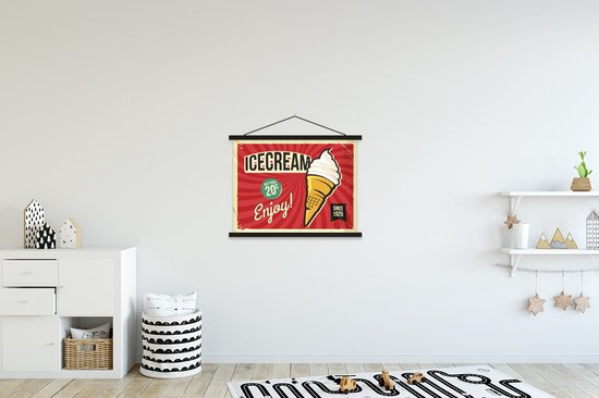 Affiche scolaire - Glace - Vintage - Billboard - Dessin - 60x45 cm - Lattes noires