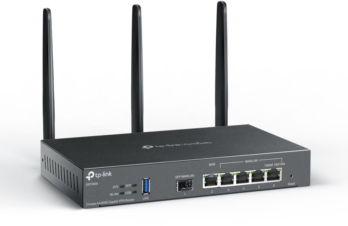 TP-Link Omada ER706W, Dual-band (2.4 GHz / 5 GHz), Ethernet LAN, Zwart, Desktop/polerouter