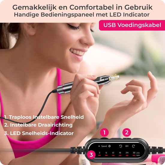 FOOCCA® Elektrische Nagelvijl - Nagelfrees 30000 RPM - Bedraad - Pen Pro - 12 Bitjes + 65 Schuurrolletjes + 3 Accessoires - Manicure en Pedicure Set - Ergonomische Aluminium Behuizing - Eeltverwijderaar - Kalknagels