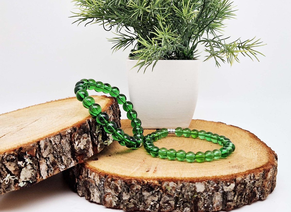 Handgemaakte Klassieke natuurstenen armband “Groene kwartz ” - 10 mm diameter van de korrel- Diameter armband 20 cm - Een mooi cadeau voor familie en vrienden