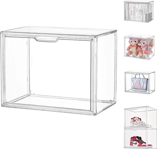 Siyecioa Acryl Vitrine, Schaukasten Klein mit Tür, Setzkasten mit Scheibe, Acrylbox Transparent für Action Figuren Spielzeug, Blind Box, Modellautos, Sammelfiguren, 4 Schicht (39×12×29cm