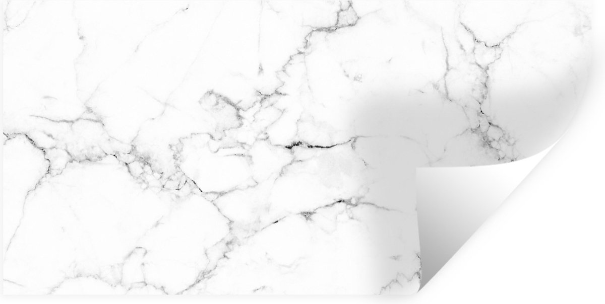 Muurstickers - Sticker Folie - Marmer - Wit - Grijs - Luxe - Marmerlook - Structuur - 160x