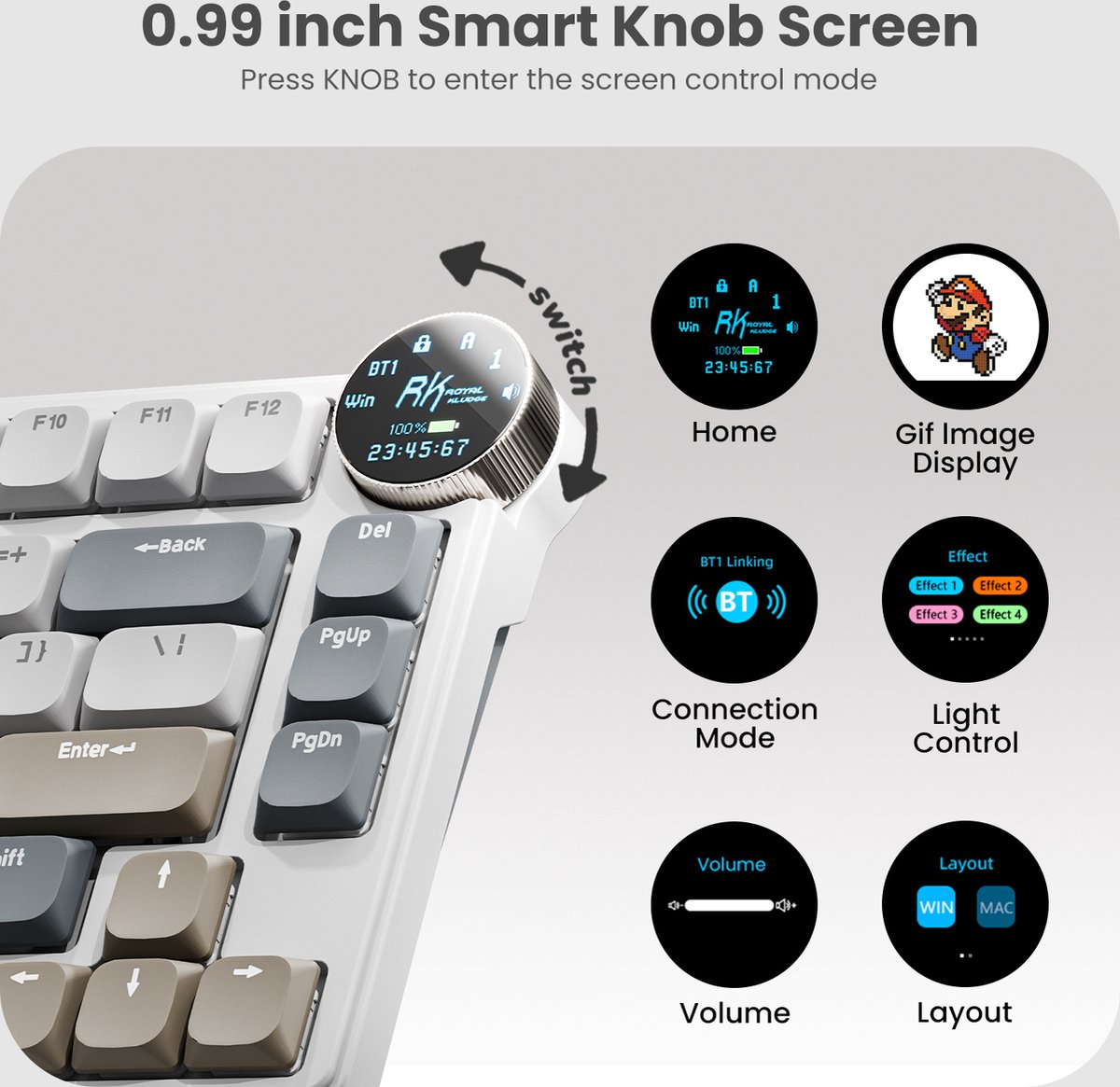 RK N80: Compact Gaming Toetsenbord met Display & RGB thumbnail 2