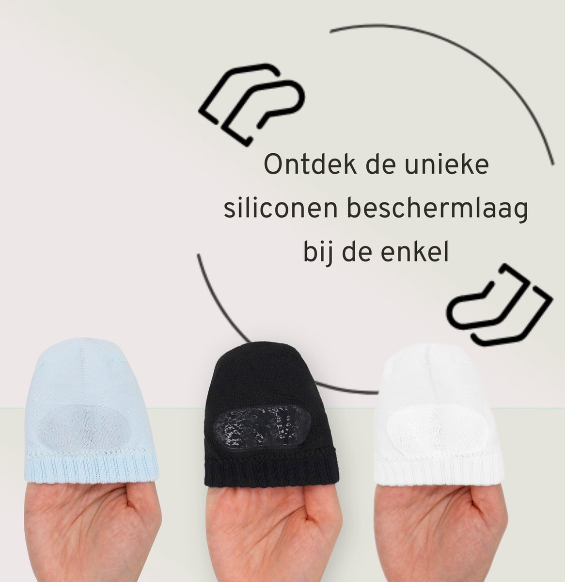 MASUK Unisex Sokken met Enkelbescherming – Katoenen Sportsokken Dames & Heren – Anti-Blaar & Ademend – Set van 3 Paar – Zwart, Blauw en Wit – Maat 40-45 — cadeau in Cadeau-ideeën - foto 4