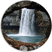 doorkijk wandpaneel - Waterval wanddecoratie rond - Schilderij Natuur - Wanddecoratie kinderkamer - Dibond schilderij - Slaapkamer muurdecoratie muurcirkel aluminium 40x40 cm