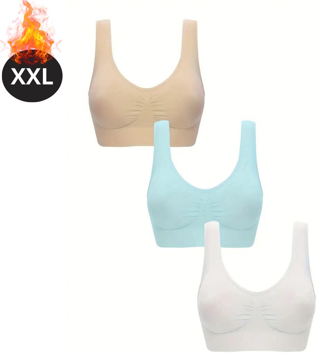 Bovista BH Set Zonder Beugel - Zonder Bandjes - Push-up Bh's - Comfort Beha - Comfortabel - Sterk - Dames - 3 Pack - Gemengd 10