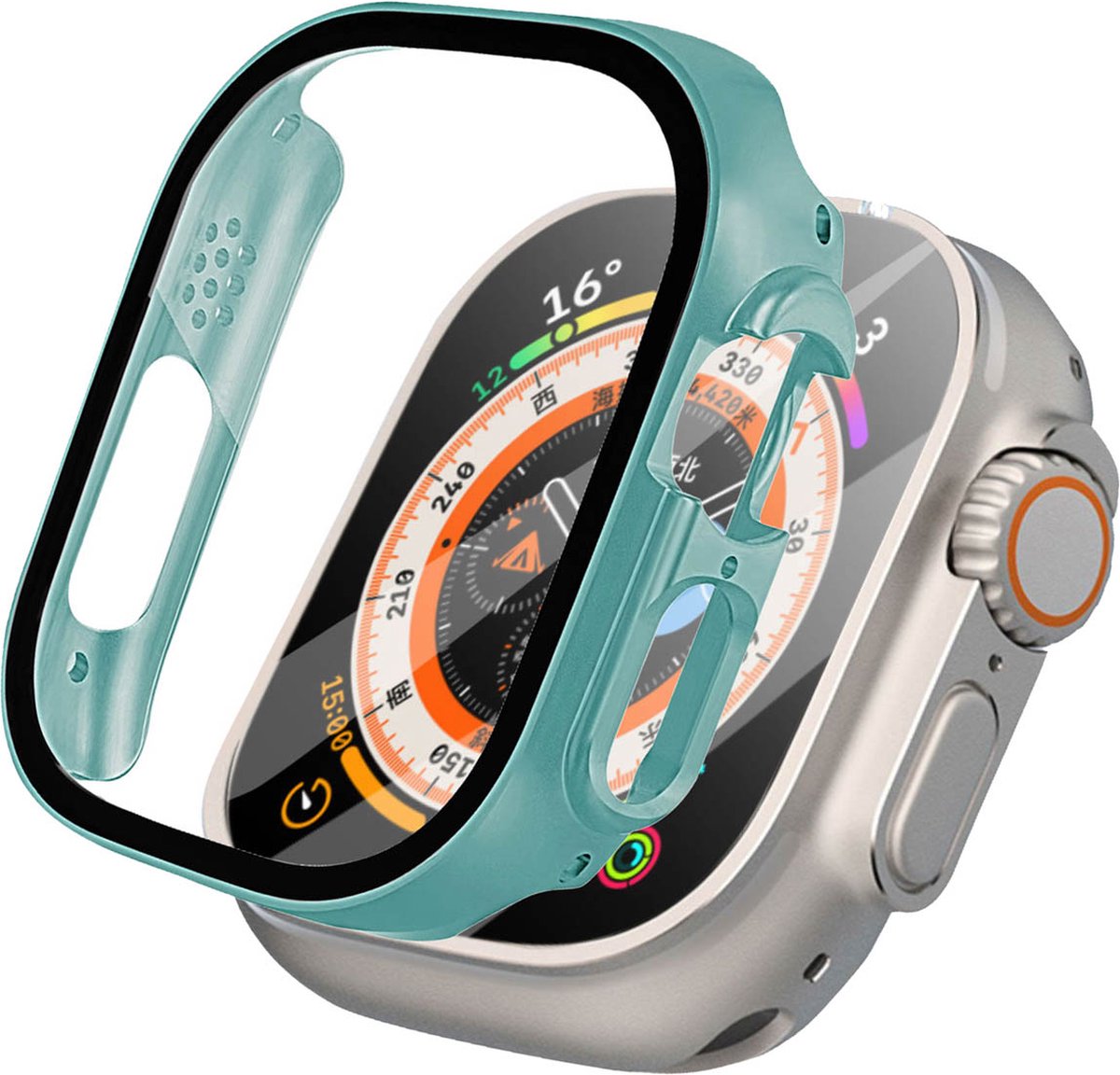 iMoshion Screen Protector Geschikt voor Apple Watch Ultra / Ultra 2 - 49 mm - Donkergroen - iMoshion Full Cover Hard Case / Hoesje - Donkergroen