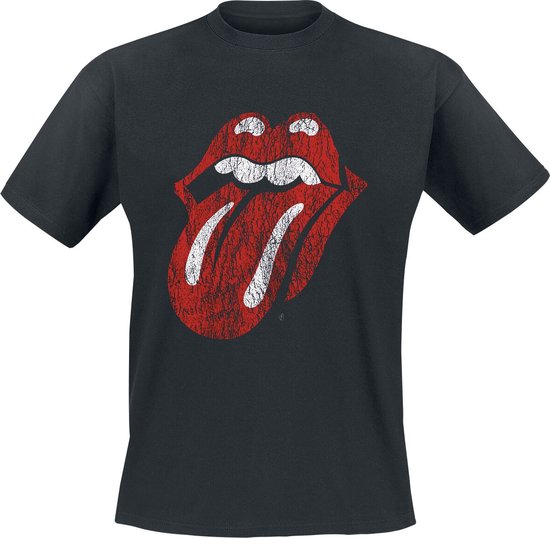 Zwart T-shirt met het iconische rode Rolling Stones logo op de voorkant.