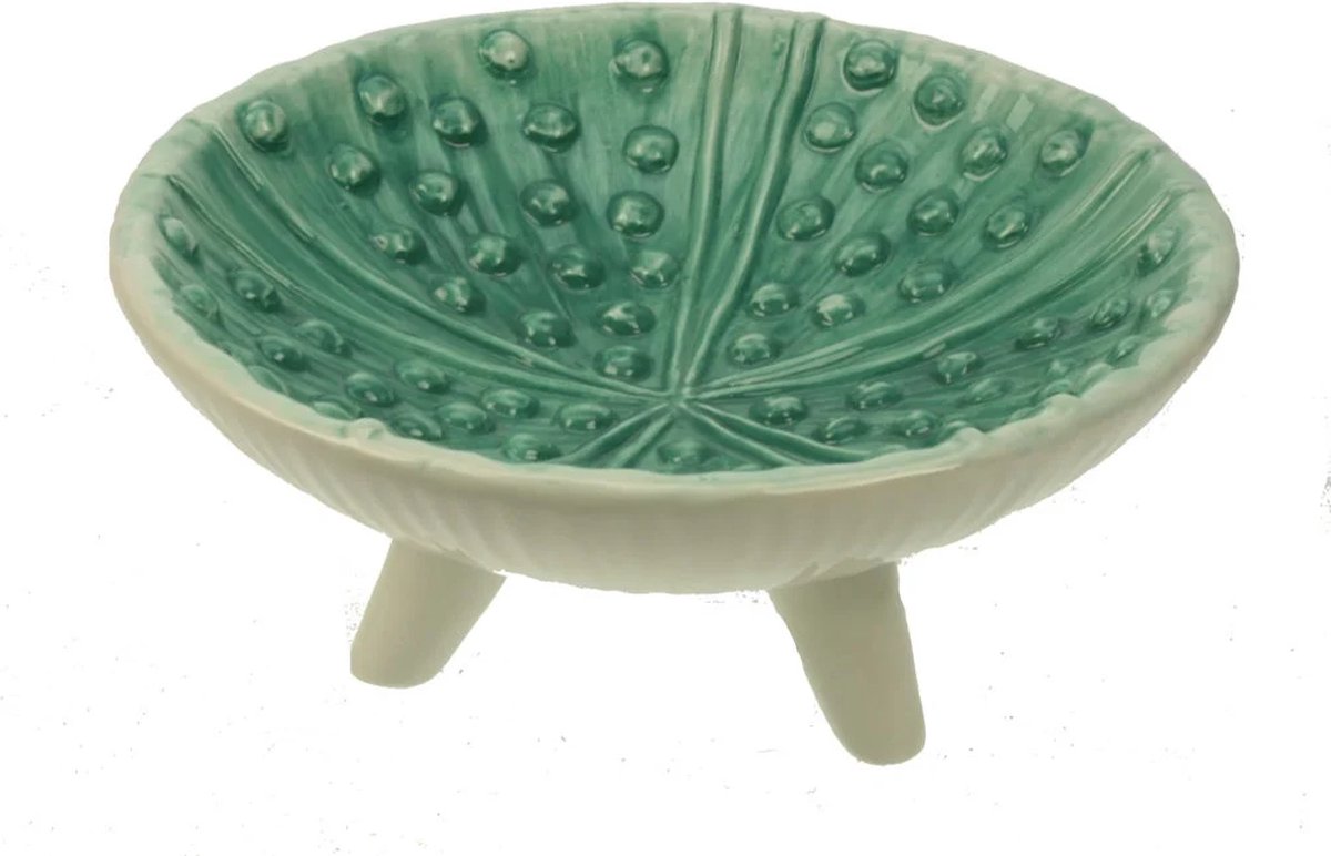 Schaaltje groen op voet keramiek Ø20,5x9,5cm