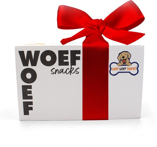 Woef Woef Snacks Hondensnacks Cadeaubox Kauwsnacks - Gedroogd vlees - Diverse smaken - Alle honden en alle leeftijden vanaf 3 maanden - Geen toevoegingen - kg - Elke levensfase