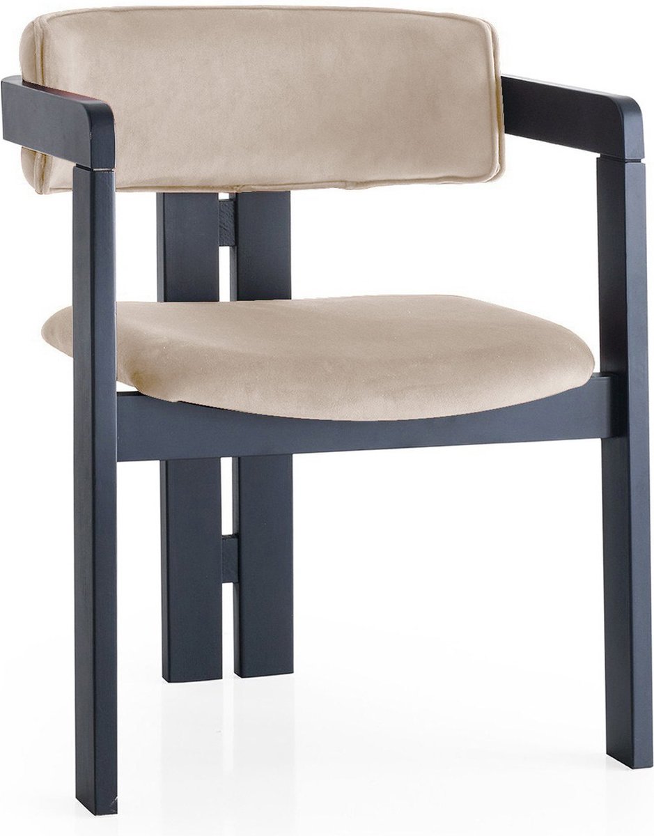 Asir - Stoel - Fluwelen stof - Zwart & Beige