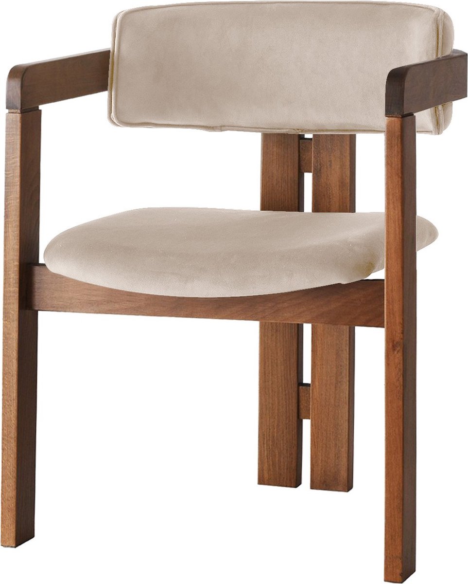 Skye Decor , Stoel, CO - 013, Hout, Walnoot & Beige, 58 x 49 x 76 cm Okkernoot & Beige