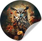 WallCircle - Stickers muraux - Cercle Papier Peint - Vogel - Oiseau - Fleurs - Plantes - Botanique - 30x30 cm - Cercle Mural - Auto Adhésif - Autocollant Rond Papier Peint