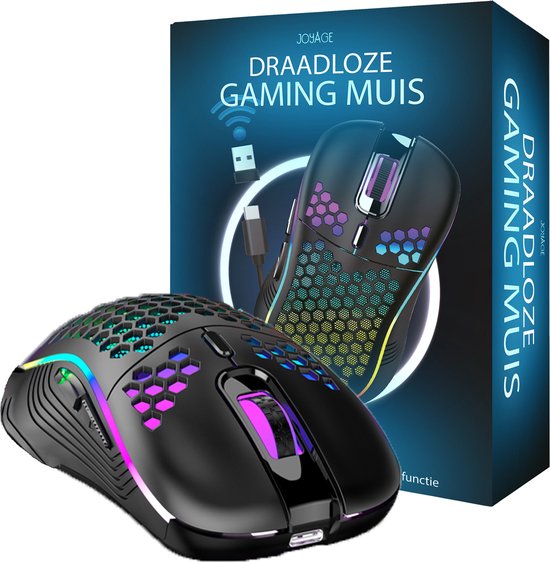 Joyage Gaming Muis Draadloos - Instelbare DPI - Ergonomisch lichtgewicht - Zwart - Draadloze Muis gaming - Gamingmuis - Gaming accesoires - Game muis - Gaming Muis - Computermuis gaming - Accessoires gaming - Accessories gaming mouse wireless