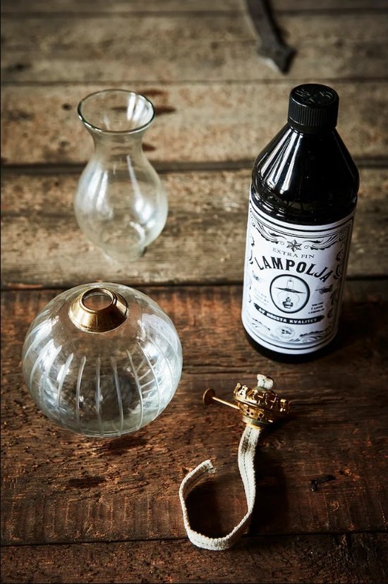 Strömshaga glazen olielamp Elisabeth met messing brander 28cm x Ø11cm van Merkloos — afbeelding 2