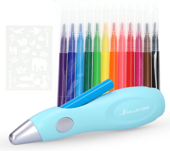 Creatieve Airbrush Stiften Set voor Kinderen - Tekenen en Spuiten met Stencils - Modelbouw - Nail Art & Bodypaint