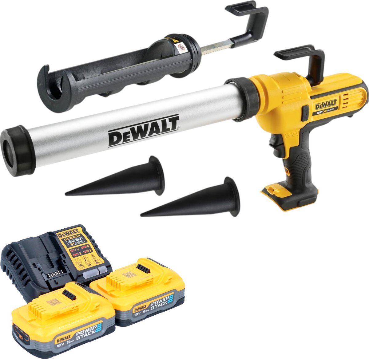 DeWalt DCE 581 H2K accukitpistool 18 V 310 ml + 2x Powerstack accu 5.0 Ah + lader + koffer