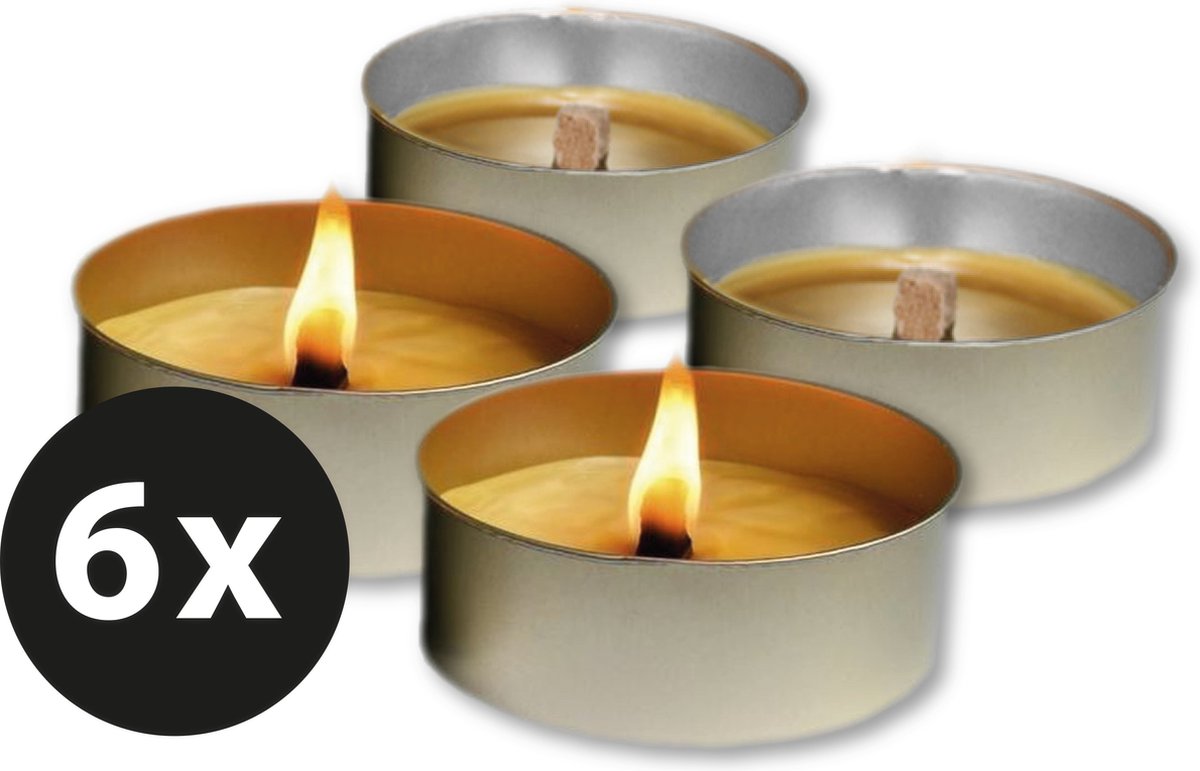 Vlamschaal - Vuurschaal - Buitenkaars - Kaars - 6 stuks - 4-5 branduren